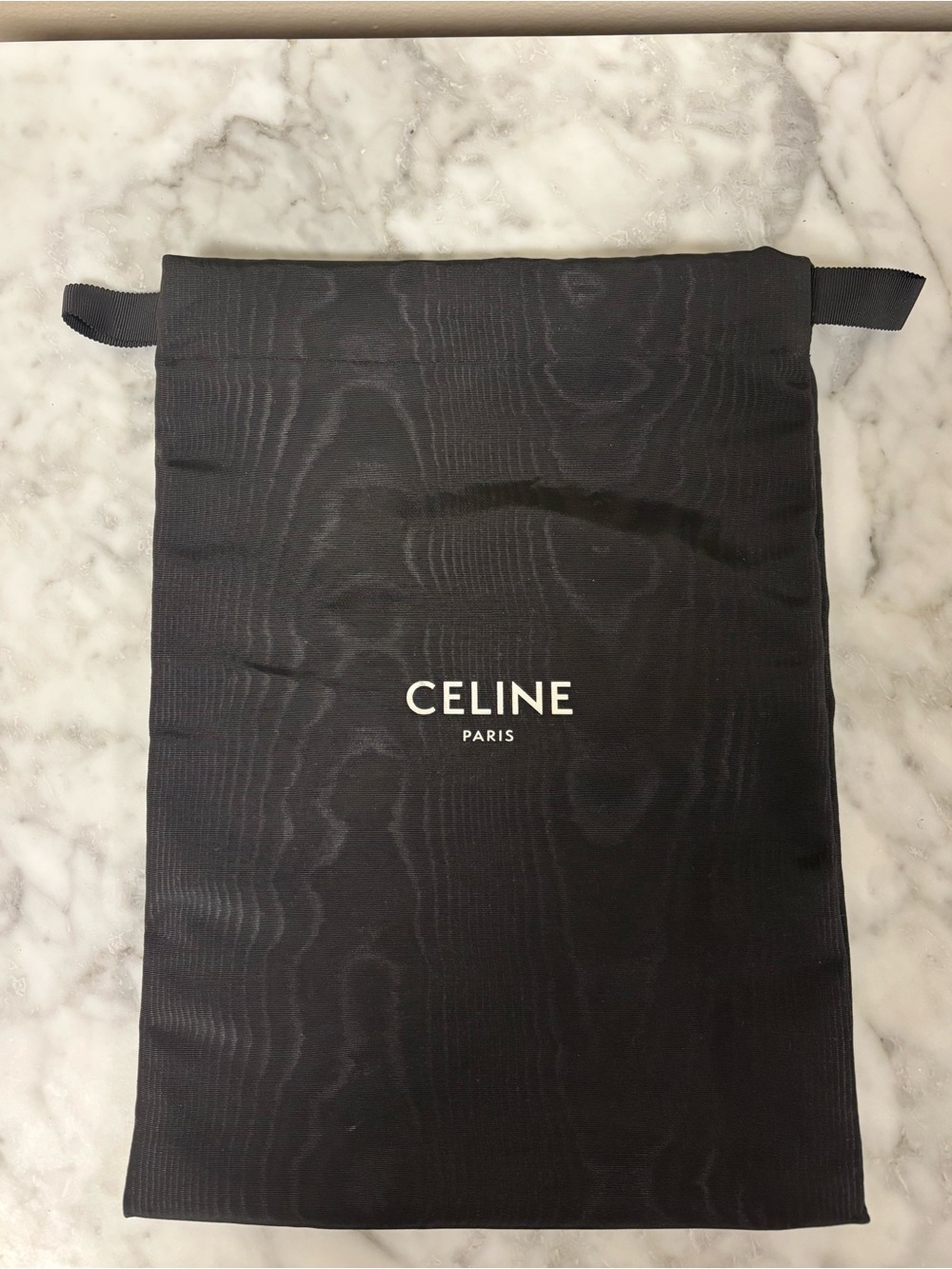 Celine Black Dust Bag with White Logo
